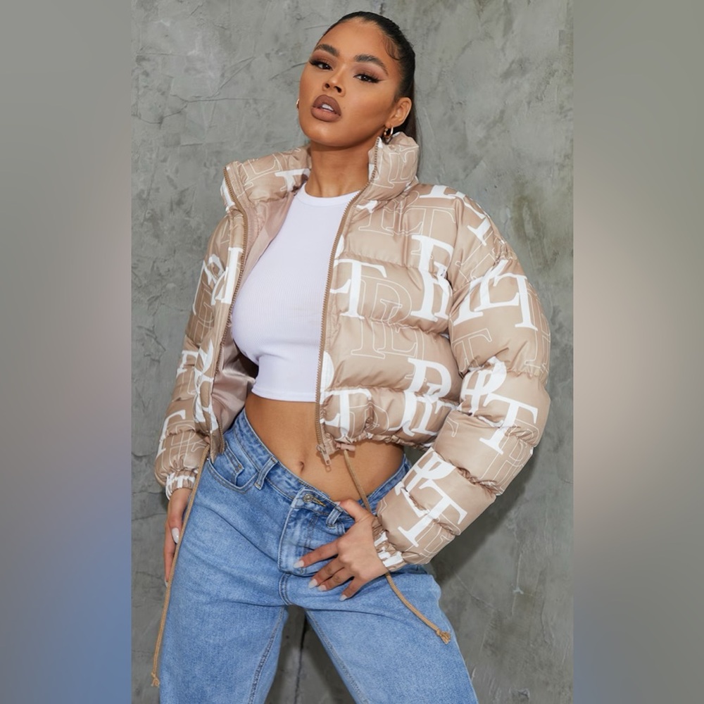 PRETTYLITTLETHING Stone Crop Puffer Jacket
